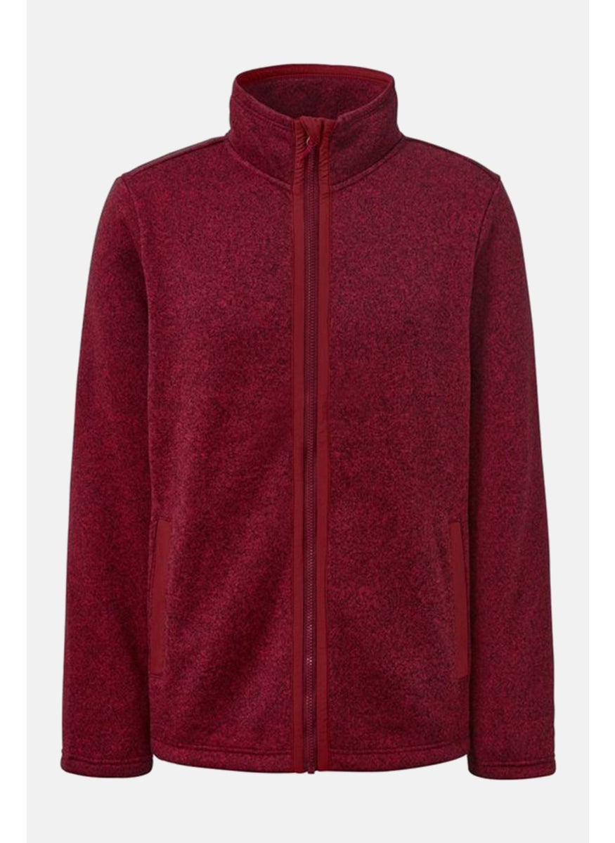 Tchibo Men High Neck Long Sleeve Knitted Fleece Jackets, Maroon  - Image 2