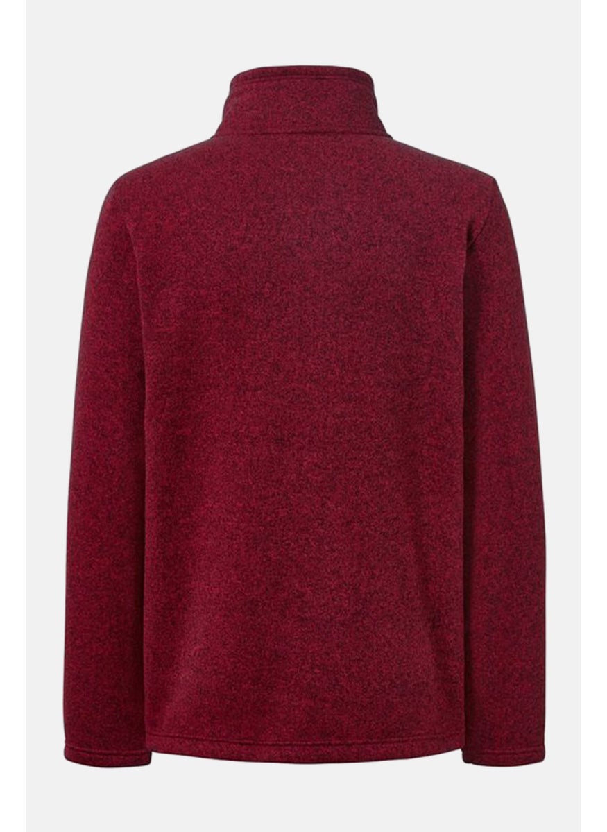 Tchibo Men High Neck Long Sleeve Knitted Fleece Jackets, Maroon  - Image 3