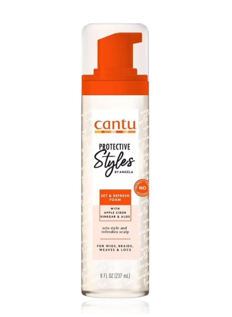 Cantu Protective Styles by Angela Set & Refresh Foam Apple Cider Vinegar & Aloe 8oz – Cleanse & Revive 80ml - Image 1