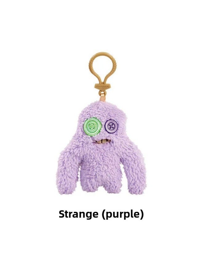 Key Pendant Genuine Big Teeth Teeth Monster Doll Teeth Treasure Ugly Adorable Monster Funny Plush Support One Generation-Color:Keychain - Strange (purple)-Height:About 12cm  - Image 1