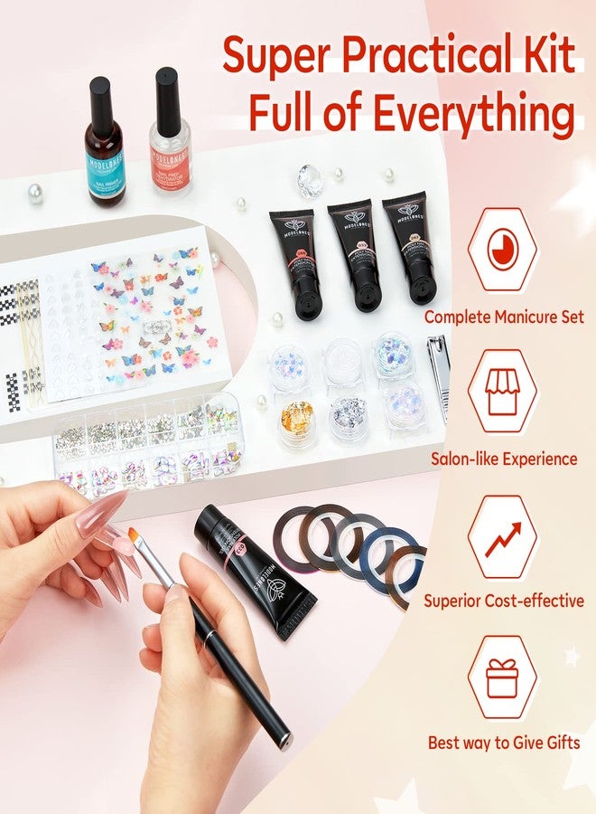 Modelones Poly Nail Gel Kit with 48W U V/LED Lamp 8 Fall Colors Clear Orange Pink Brown Glitter Extension Builder Gel Complete Art Tools Manicure Professional Starter Supplies DIY at Home - Image 5