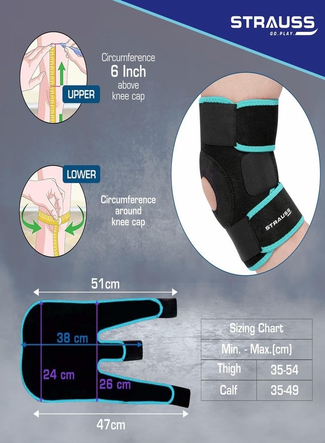 STRAUSS Adjustable Knee Support Patella| Compression Knee Brace for Men and Women | Breathable Material |Knee Straps for Gym, Fitness, Basketball, Injury Recovery, Running, Sports| Single,(Black/Blue) - Image 5
