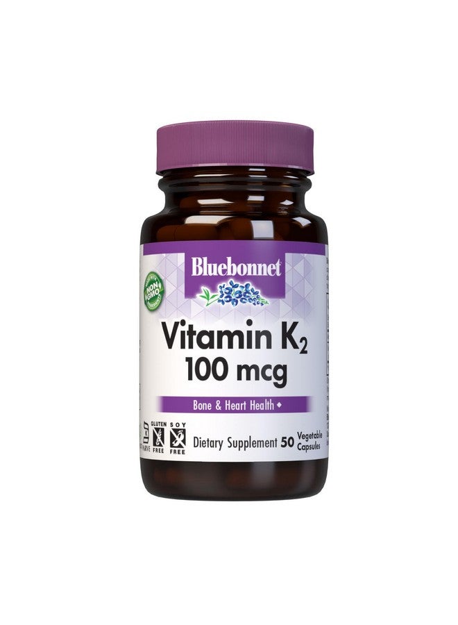 Bluebonnet Vitamin K2 (as Menaquinone-7) (from natto extract using Bacillus subtilis) 100 mcg. Other ingredients: Kosher vegetable capsules, vegetable cellulose, vegetable magnesium stearate - Image 1