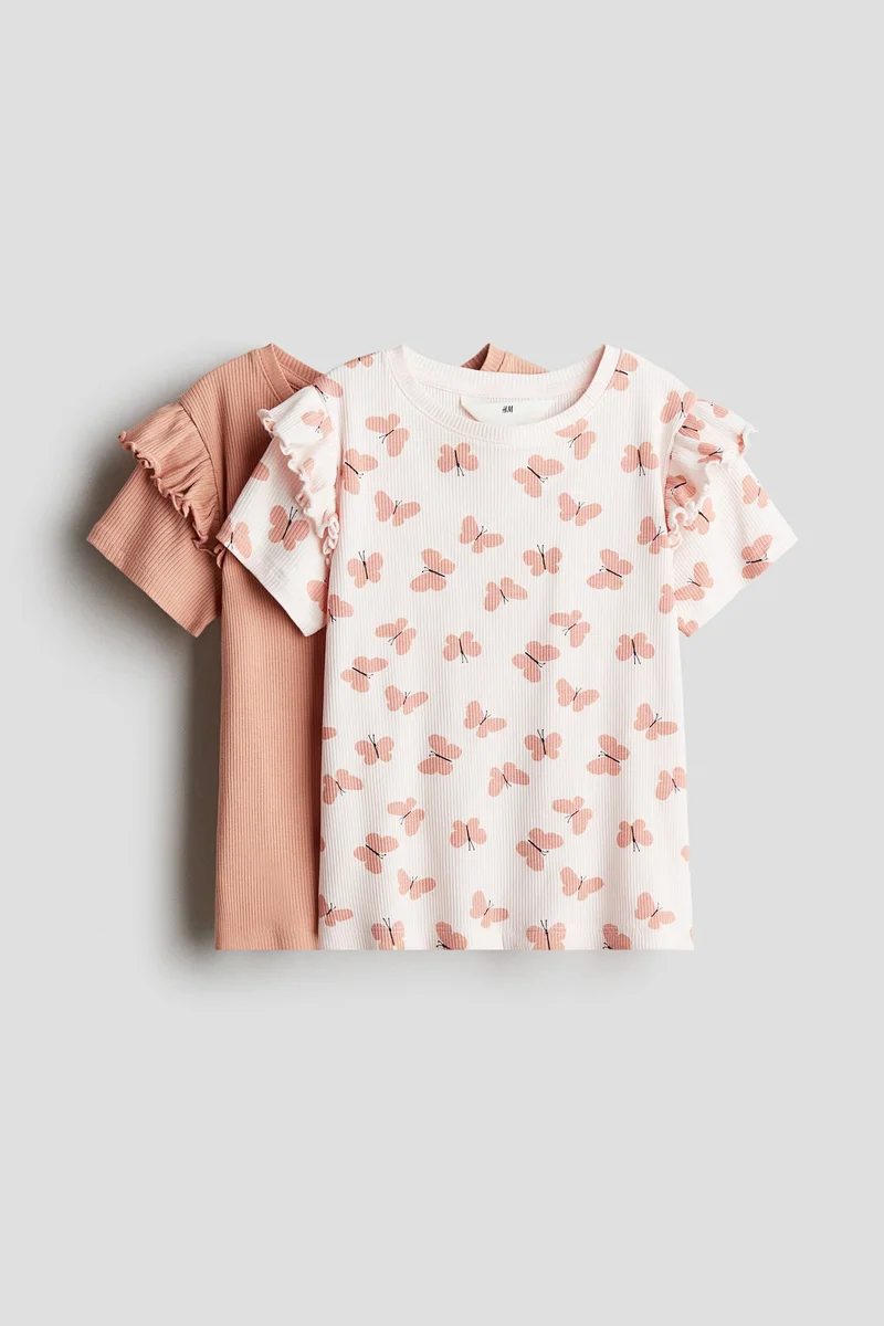 H&M 2-pack frill-trimmed cotton tops