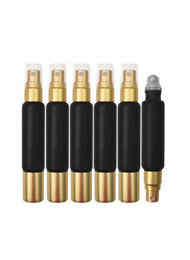 holistic oils - Black 10Ml Essential Oil Roller Sprayer Duo Bottles Double Ended Stainless Steel Roller Balls For Essential Oils With Fine Mist Sprayer Glass Roll On Bottles6 Pack - Image 1