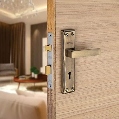SARDAR Nexus Antique 7 Inch Iron Handle Set|2 Keys | 6 Lever Single Turn Lock Set| Handle Set for Door, Bathroom, Bedroom, Living Room| (Antique) - Image 1