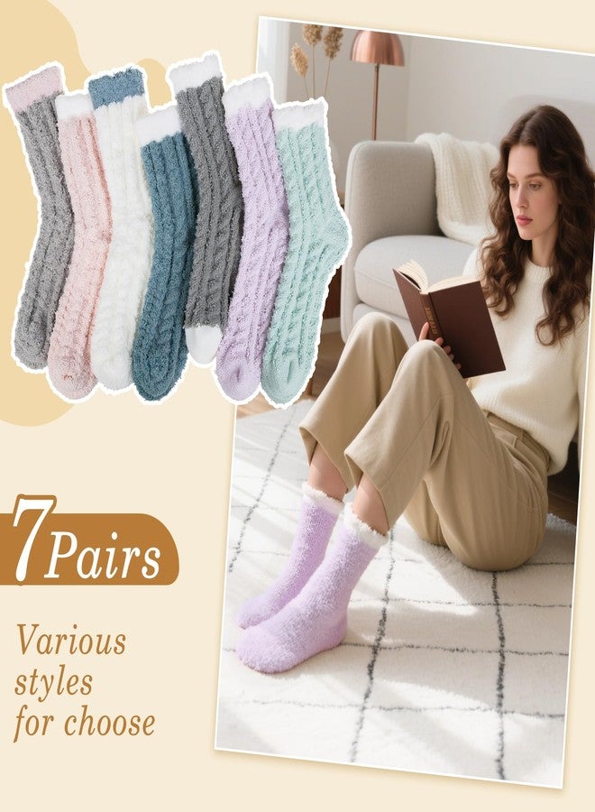 شاليير جوارب شتوية نسائية ناعمة ودافئة، جوارب قطنية مريحة، جوارب عيد الميلاد النسائية الناعمة، هدايا للنساء، A-Twists 01 (7 أزواج) - Image 4