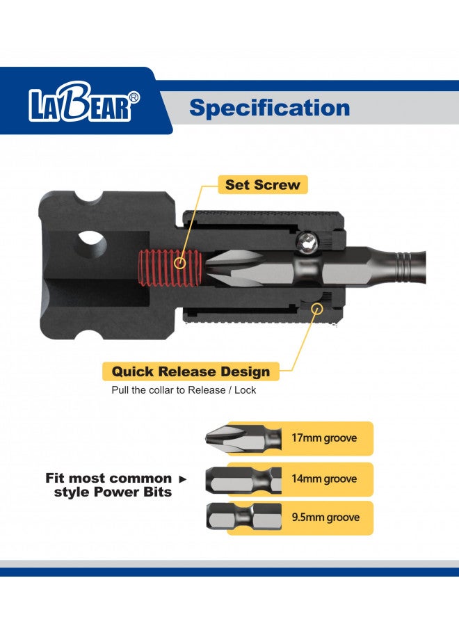 LABEAR TOOL Impact Wrench Adapter, 3/8" Drive Female to 1/4" Hex Converter, Quick Release, Quick Change Chuck, Square to Hex Bit Adapter, Impact Drill Adapter, Cr-Mo Steel Ratchet Wrenches Drivers - Image 3