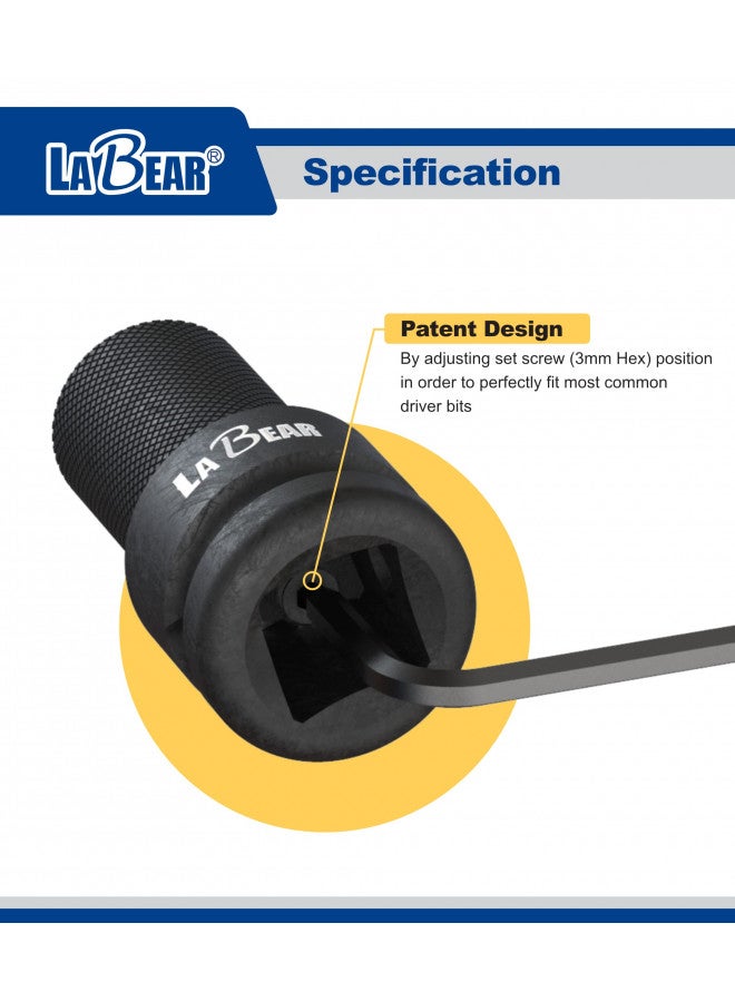 LABEAR TOOL Impact Wrench Adapter, 3/8" Drive Female to 1/4" Hex Converter, Quick Release, Quick Change Chuck, Square to Hex Bit Adapter, Impact Drill Adapter, Cr-Mo Steel Ratchet Wrenches Drivers - Image 4