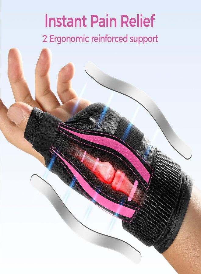 FULDAY Thumb Brace Right/Left Hand, Thumb Spica Splint Hand Brace for Arthritis Pain and Support, Ergonomical Thumb Stabilizer for Trigger Thumb, CMC, De Quervains Tenosynovitis Pain Relief(L/XL Pink) - Image 2