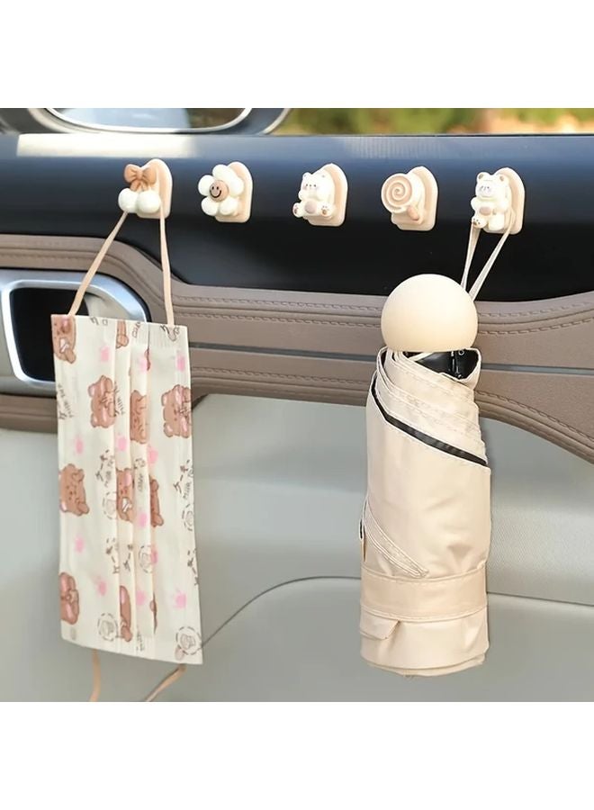Random Style 5pcs Cute Bear Rabbit Car Hooks Multifunctional Dashboard Home Kitchen Bathroom Self Adhesive Mounted - Image 3