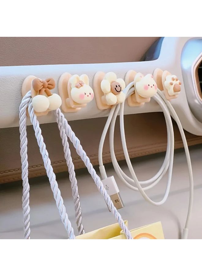 Random Style 5pcs Cute Bear Rabbit Car Hooks Multifunctional Dashboard Home Kitchen Bathroom Self Adhesive Mounted - Image 2