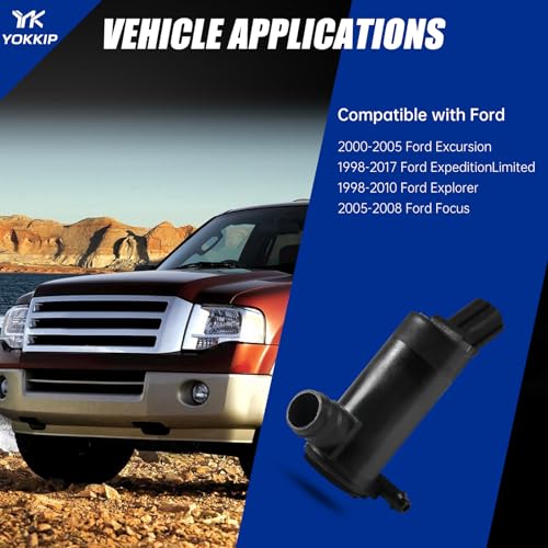 YOKKIP Premium Windshield Washer Pump Replacement for Expedition Limited 98-17, Explorer 98-10, 00-05 Excursion, Lincoln, Mercury -Replaces OEM: 6F9Z-17664-A, F75Z-17664-BA - Image 3