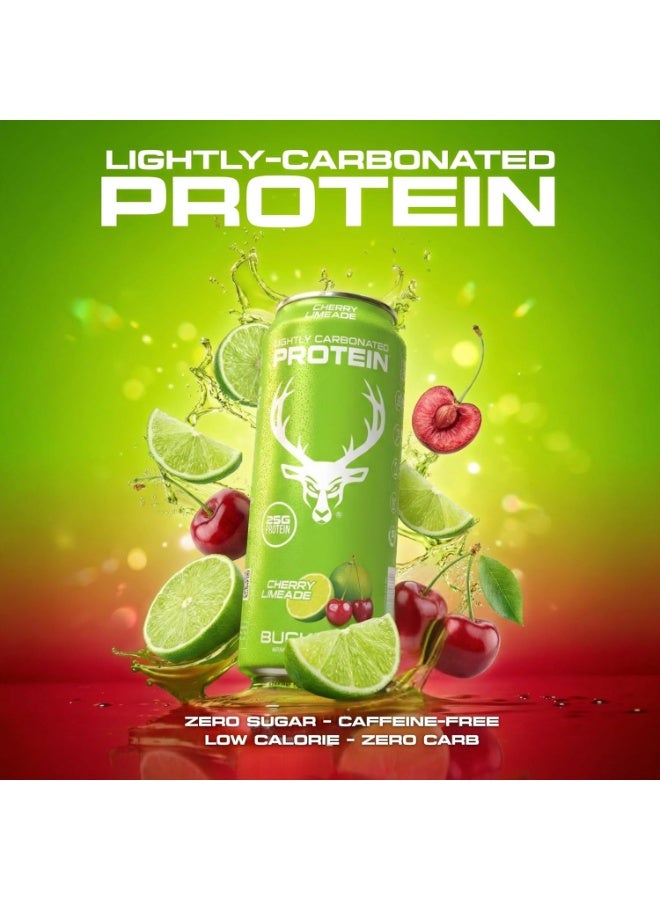 Bucked Up Lightly Carbonated Protein Soda | 25g Whey Isolate - Zero Sugar, Low Calorie, Caffeine Free, Clean Drink | Sparkling Protein Soda - , 16 oz Can (Cherry Limeade) - Image 4