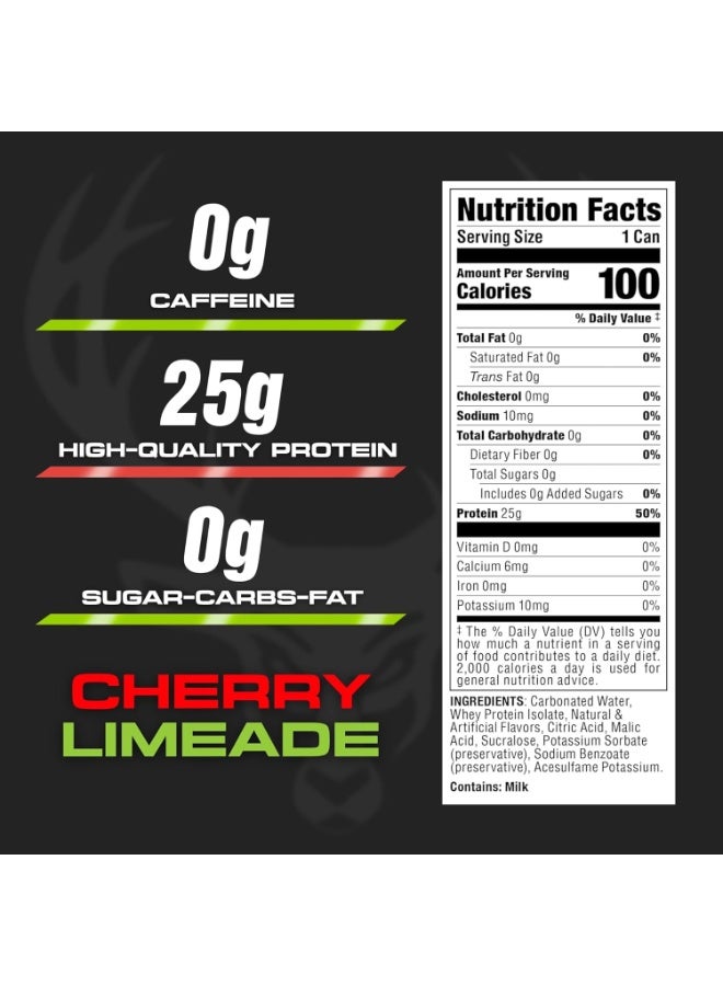 Bucked Up Lightly Carbonated Protein Soda | 25g Whey Isolate - Zero Sugar, Low Calorie, Caffeine Free, Clean Drink | Sparkling Protein Soda - , 16 oz Can (Cherry Limeade) - Image 5