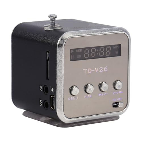 Yoidesu TD-V26 Portable Mini Speaker Music Player FM Radio Battery Powered Mini Digital Display Screen Speaker Music Player for Computer&Cell Phone Support Card and U Disk - Image 1