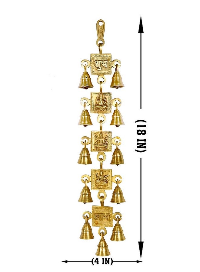 Pick End Now Brass Wall Hanging Lakshmi Ganesh Saraswati Shubh Labh with 11 Bells | Wall Decorative Bell for Home, Office Décor, Product Dimensions - 10.16 x 2 x 45.72Cm, 900Gm - Image 2