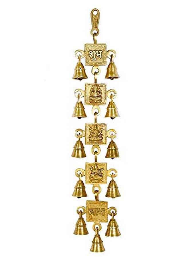 Pick End Now Brass Wall Hanging Lakshmi Ganesh Saraswati Shubh Labh with 11 Bells | Wall Decorative Bell for Home, Office Décor, Product Dimensions - 10.16 x 2 x 45.72Cm, 900Gm - Image 1