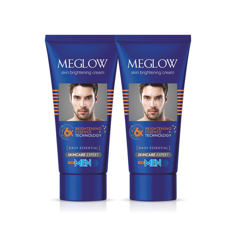 Meglow Skin Brightening Whitening Cream For Men Face Cream For Glowing Skin with Vitamin E Reduces Dark Spots Prevents Pigmentation Evens Tone Pack of 2 50g each - Image 1