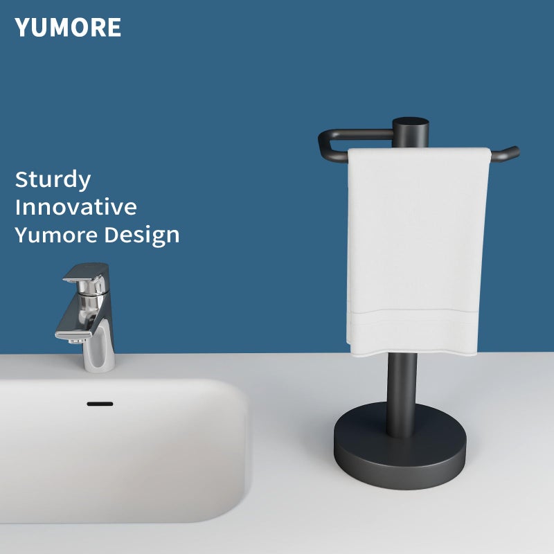 YUMORE Hand Towel Holder Stand Countertop Towel Rack Free Standing Towel Bar Hanger for Bathroom Kitchen Pro Max Matte Black - Image 2