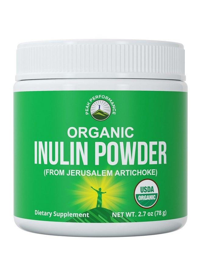 Peak Performance Organic Inulin Powder Natural Prebiotic Fiber For Gut Health. Usda Organic Raw Whole Food Plant Based Vegan Prebiotics Fos Supplement From Jerusalem Artichoke. Better Than Chicory & Agave Powders  - Image 1