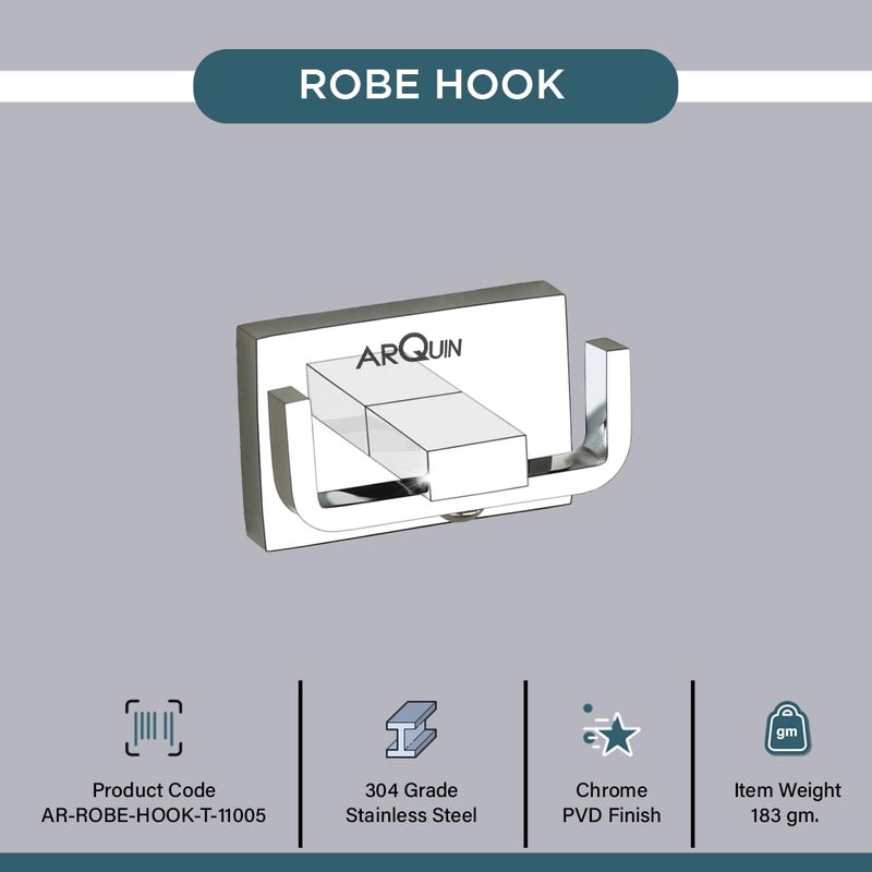 ARQUIN Taurus 304 Grade Stainless Steel Robe Hook/Robe Hook/Bathroom Accessories (Chrome, Pack of 3) - Image 3