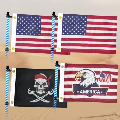 cezelux 4 PCS 12x18 Inches ATV Flags,Whip Flags for UTV,Attach to Whip Lights or Antenna Flag with Poles, Double Side 3-layer Fabric American Flag Dune Golf Cart Flag for Can-Am SXS Jeep RZR Polaris Truck Boat Off-Road Vehicles - Image 1