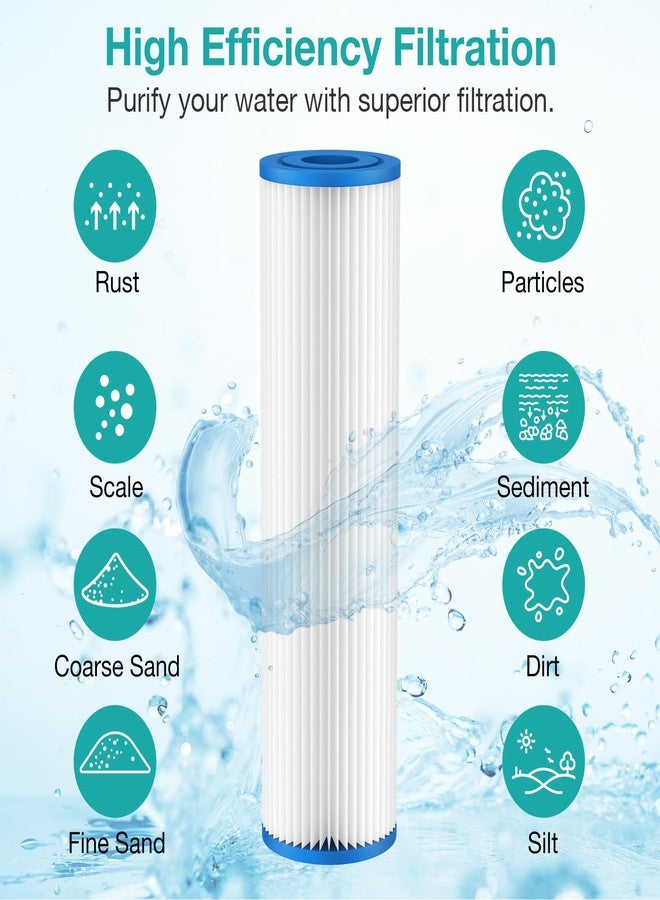 SimPure 10"x2.5" Pleated Polyester Sediment Water Filter Replacement Cartridge 5 Micron Whole House Pre-Filter Compatible with W50PE, WFPFC3002, SPC-25-1050, FM-50-975 - 4 Pack - Image 2