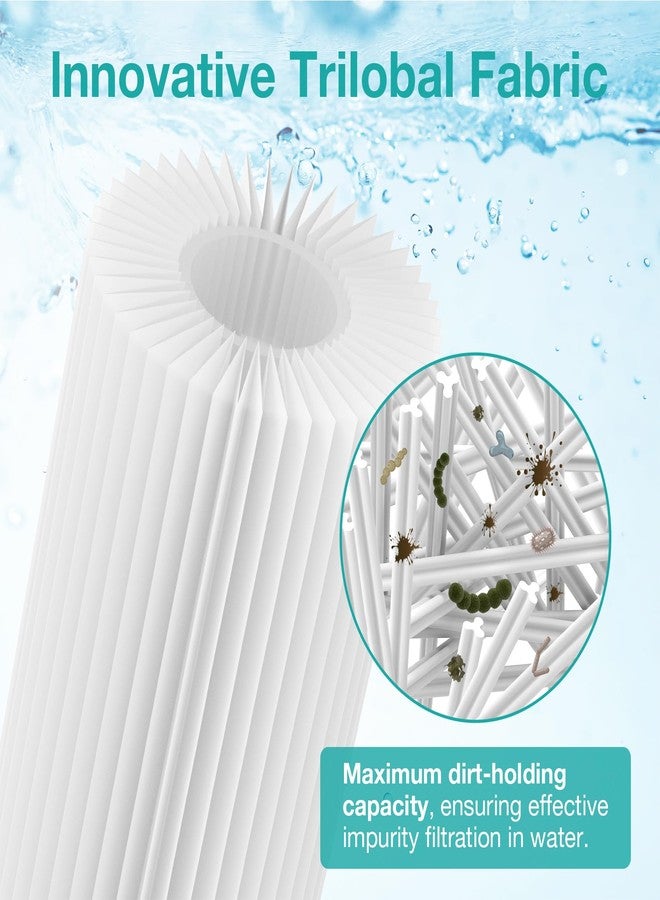 SimPure 10"x2.5" Pleated Polyester Sediment Water Filter Replacement Cartridge 5 Micron Whole House Pre-Filter Compatible with W50PE, WFPFC3002, SPC-25-1050, FM-50-975 - 4 Pack - Image 3