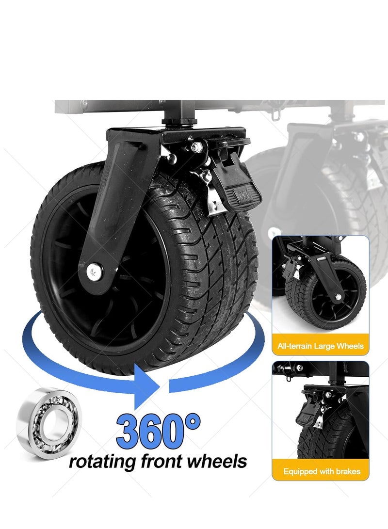 صن رايز عربة قابلة للطي بعجلات كبيرة، 440 رطلاً، عربة قابلة للطي كبيرة السعة للشاطئ، عربة بقالة قابلة للطي محمولة ثقيلة الوزن للاستخدام في الهواء الطلق للتخييم والتسوق الرياضي - Image 5