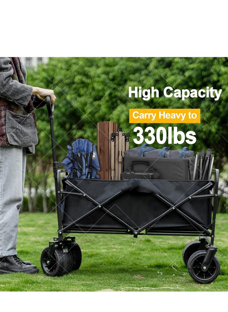 صن رايز عربة قابلة للطي بعجلات كبيرة، 440 رطلاً، عربة قابلة للطي كبيرة السعة للشاطئ، عربة بقالة قابلة للطي محمولة ثقيلة الوزن للاستخدام في الهواء الطلق للتخييم والتسوق الرياضي - Image 3