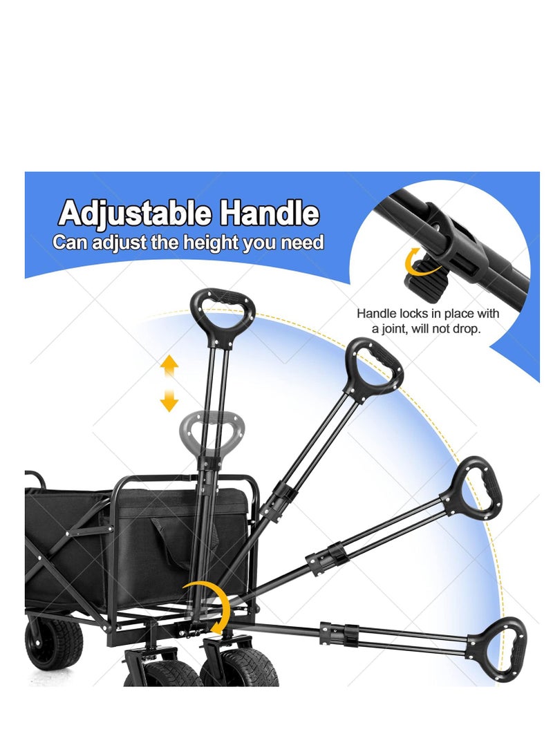 صن رايز عربة قابلة للطي بعجلات كبيرة، 440 رطلاً، عربة قابلة للطي كبيرة السعة للشاطئ، عربة بقالة قابلة للطي محمولة ثقيلة الوزن للاستخدام في الهواء الطلق للتخييم والتسوق الرياضي - Image 2