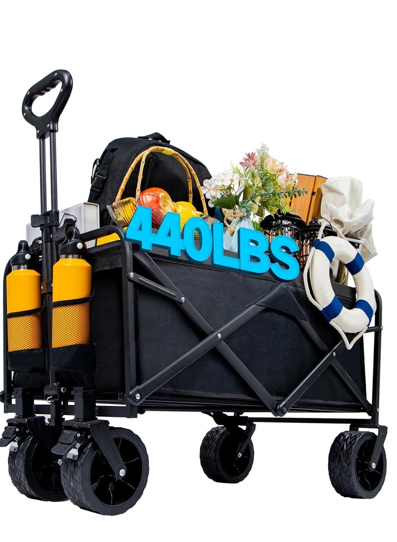 صن رايز عربة قابلة للطي بعجلات كبيرة، 440 رطلاً، عربة قابلة للطي كبيرة السعة للشاطئ، عربة بقالة قابلة للطي محمولة ثقيلة الوزن للاستخدام في الهواء الطلق للتخييم والتسوق الرياضي - Image 1