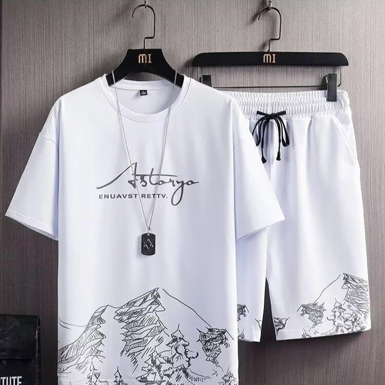 Mens Casual 2024 Fall Winter Fashion Sweatsuit White  - Image 1
