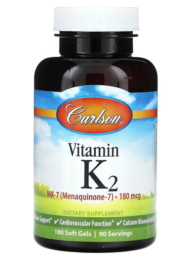Carlson فيتامين K2 180 كبسولة لينة (90 ميكروغرام لكل كبسولة لينة) - Image 1