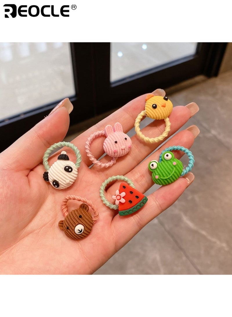 REOCLE 50PCS Girl's Hair Bands Set with Cartoon Animal Floral Design Plastic Hair Accessories Set with Mixed Colors for Party School Daily Use - Image 4