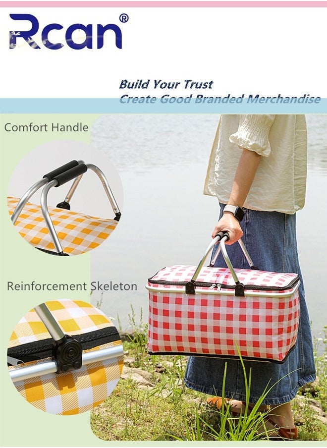 Large-Capacity Picnic Basket, Folding Portable Lunch Bag, Oxford Cloth Waterproof Insulated Aluminum Frame Basket, 30L Cooler Bag Basket for Camping, Travel, Outdoor Party - pzsku/ZB660600CF64D102C3A8BZ/45/_/1729043706/8367eecd-56ca-4d62-8d91-21536f4f20bc