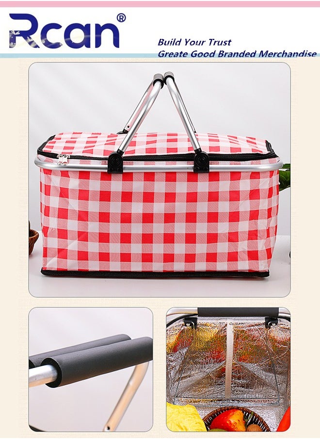 Large-Capacity Picnic Basket, Folding Portable Lunch Bag, Oxford Cloth Waterproof Insulated Aluminum Frame Basket, 30L Cooler Bag Basket for Camping, Travel, Outdoor Party - pzsku/ZB660600CF64D102C3A8BZ/45/_/1729043707/7264a39e-26ac-4b61-b609-b5162f750942