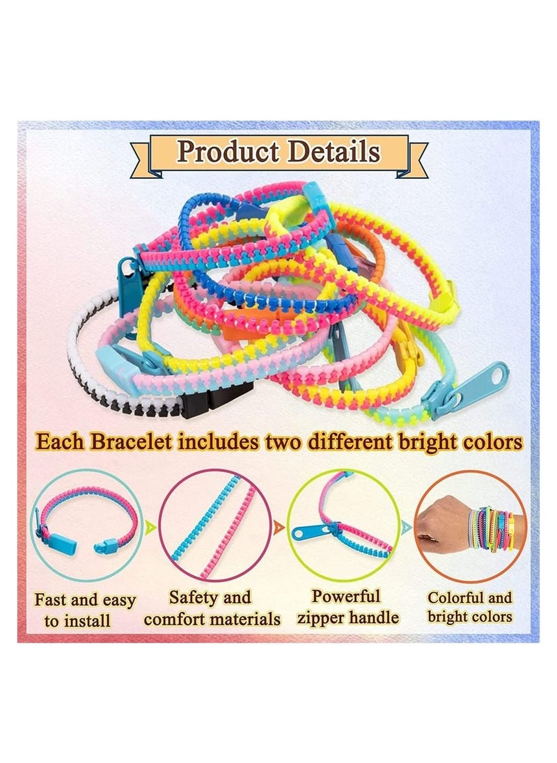 Excefore - 30 Pcs 7.5 inch Students Incentives Friendship Zipper Bracelets Birthday Party Favors for Kids Stress Relief Quiet Fidget Toys - Image 1