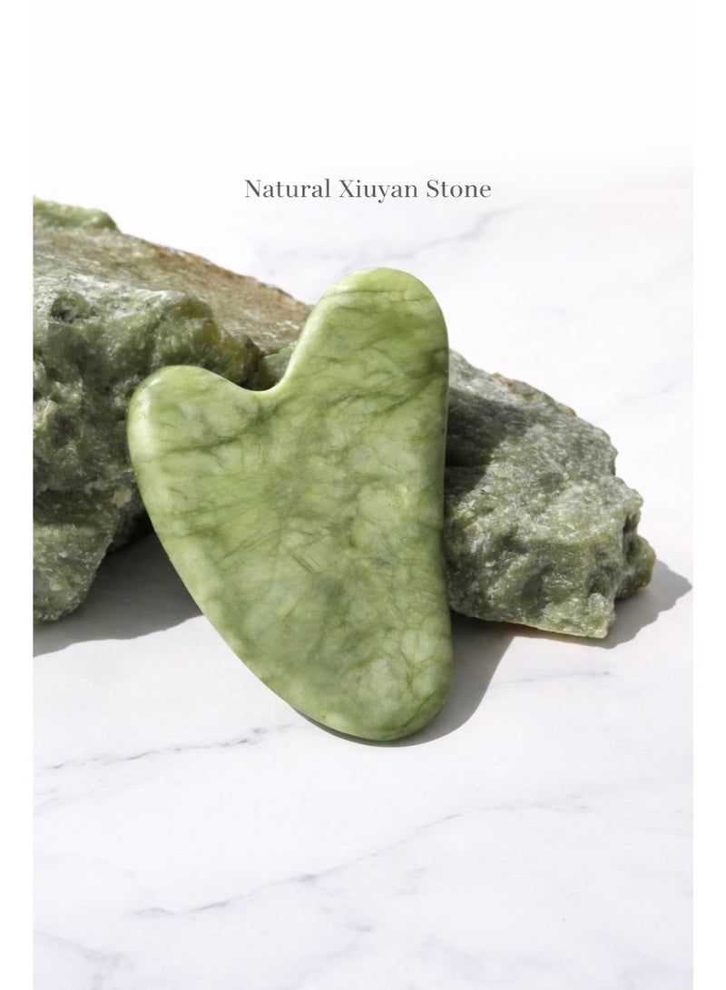 No Label Natural Jade Gua Sha Facial Massage Tool – Heart Shape Face Sculpting Stone for Lifting, Jawline, Neck & Skin Care - Image 1