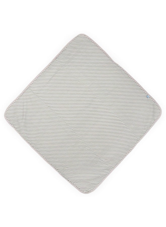 ليتل يونيكورن منشفة حمام فاخرة بغطاء رأس للأطفال حديثي الولادة بتصميم يونيكورن الصغير | قماش قطني وتيري ناعم وماص للمواليد الجدد (رمادي مخطط) - Image 4