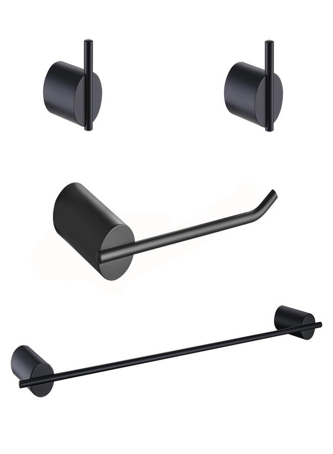 RANDOM Matte Black Bathroom Hardware Set 4 Pieces Stainless Steel Black Towel Bar Set Includ 18 inch Hand Towel Holder Toilet Paper Holder and 2 Towel Hooks Wall Mounted Bathroom Accessories Kit - Image 1