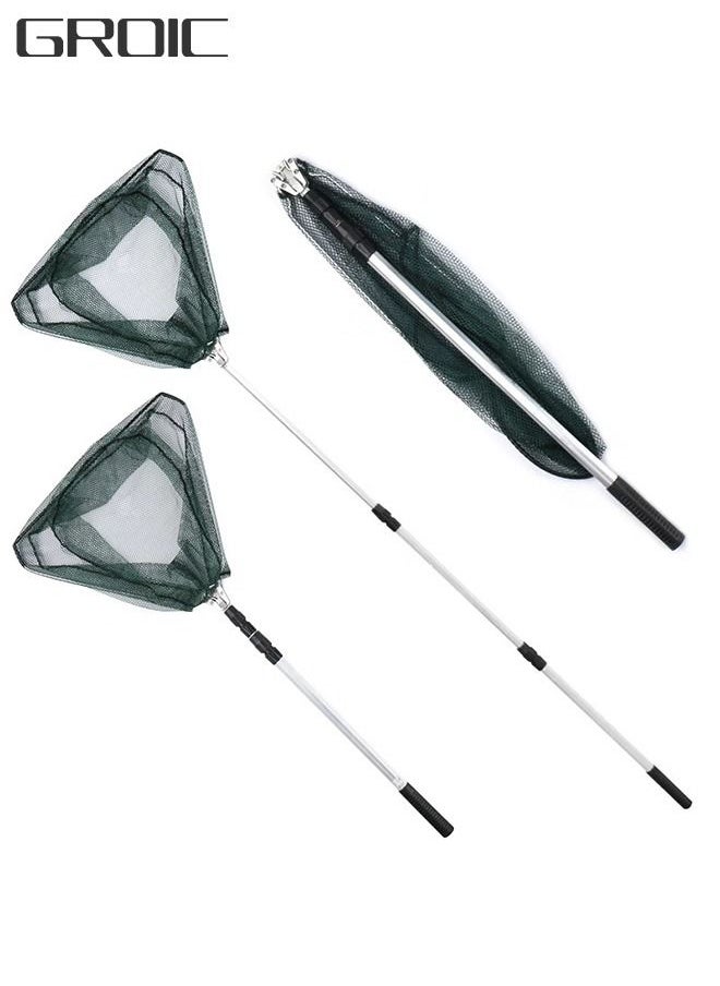 GROIC - "Folding Landing Fishing Net Extending Foldable Pole Handle Fishnet  Automatic Shrinkage Web Head---Total Length of 1.7 Meters" - Image 1