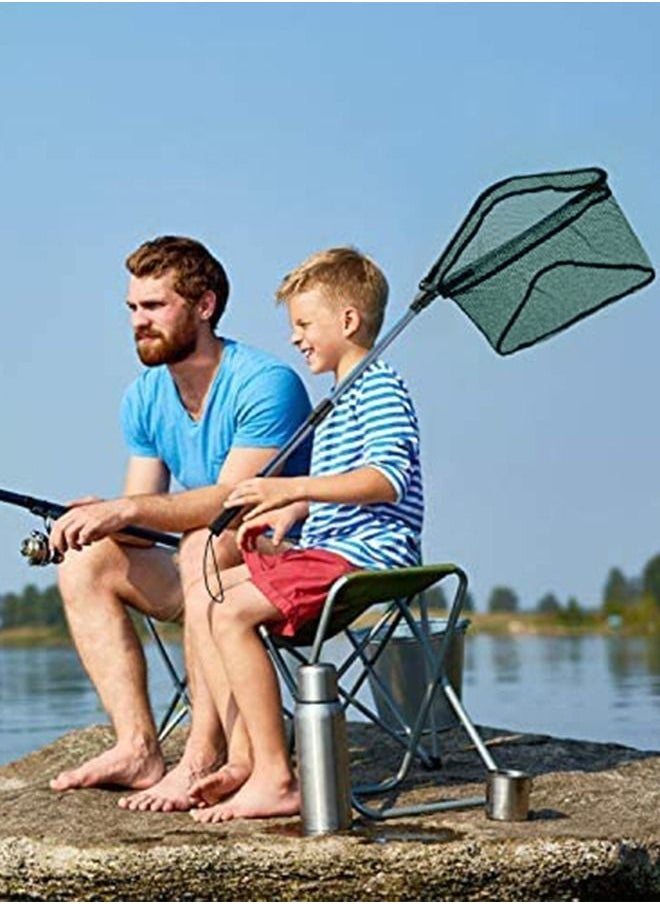 GROIC - "Folding Landing Fishing Net Extending Foldable Pole Handle Fishnet  Automatic Shrinkage Web Head---Total Length of 1.7 Meters" - Image 1