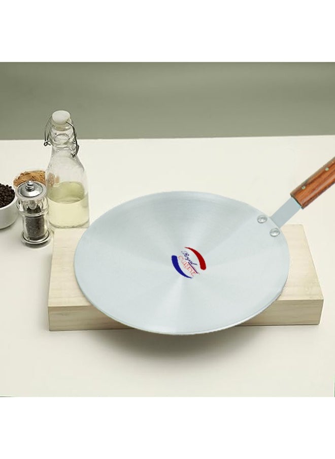 Royal Cuisine - Royal Cuisine Aluminium Tawa – 11 Inch (28 cm) Diameter, Wooden Handle with Hanging Loop, Ideal for Dosa, Roti, Paratha, Egg & Chicken Rolls, Easy to Clean, Durable Construction, Metal Finish - Image 1