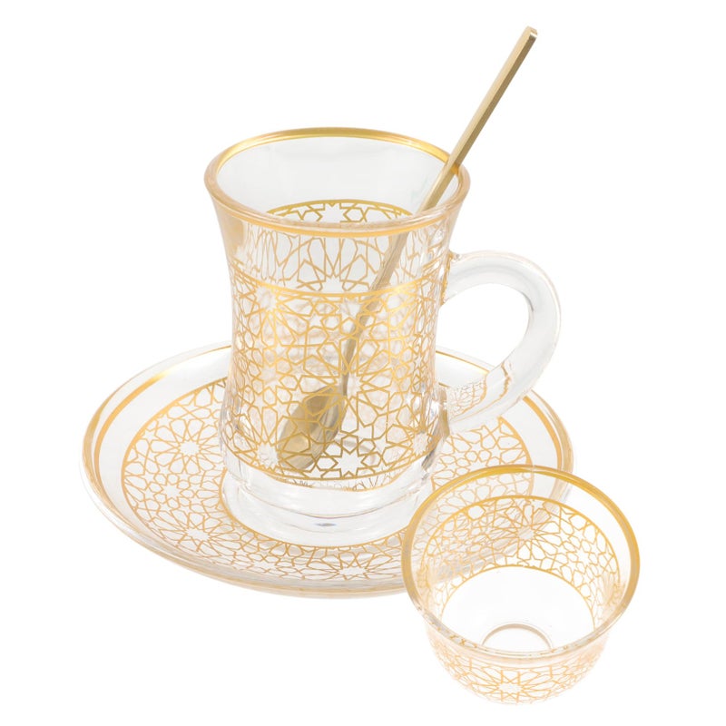 Glass Milk Latte Cup with Saucer for Coffee Water Kitchen Office Decorative Mug - Image 2