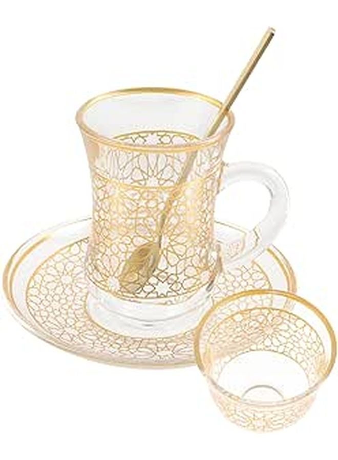 Glass Milk Latte Cup with Saucer for Coffee Water Kitchen Office Decorative Mug - Image 1