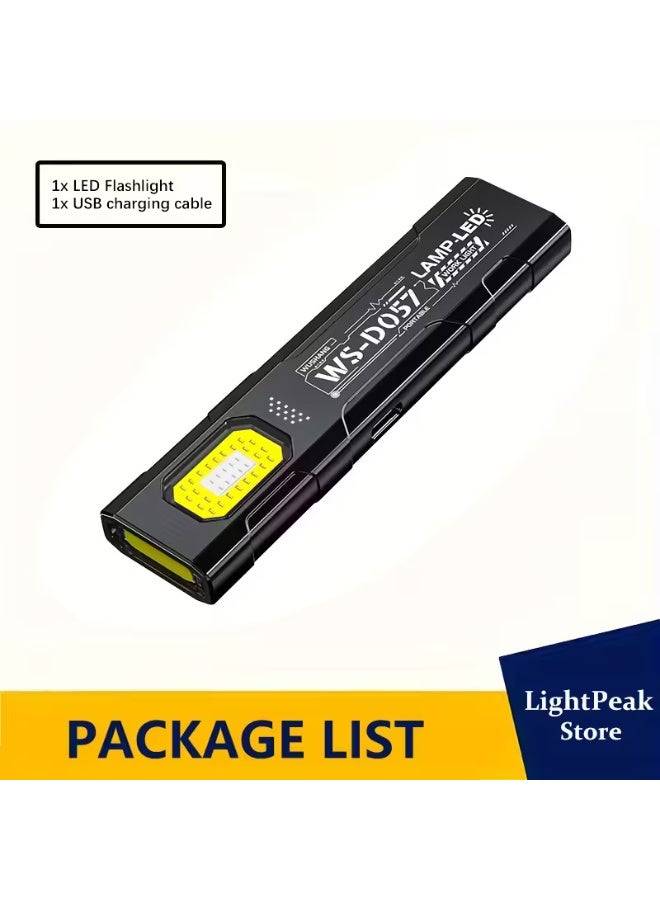 مصباح يدوي صغير رفيع مزود بمغناطيس خلفي، مصباح طوارئ منزلي قابل لإعادة الشحن عبر منفذ USB، مصباح عمل COB، ضوء ستروب أحمر وأزرق مع مشبك قلم، مصباح بمشبك قبعة، مناسب للتخييم، الصيد، الجري، تمشية الكلاب، والمشي لمسافات طويلة. - Image 2