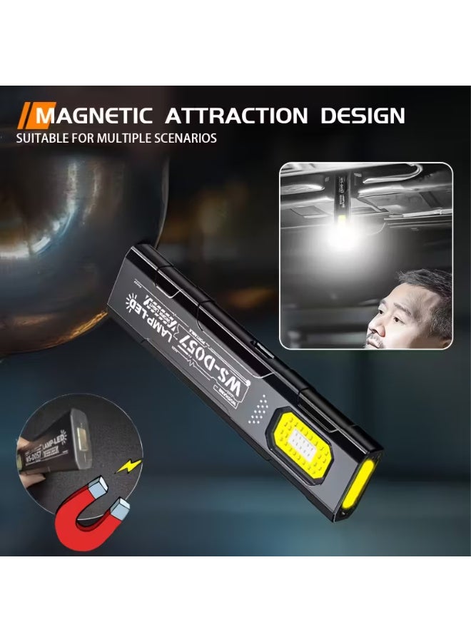 مصباح يدوي صغير رفيع مزود بمغناطيس خلفي، مصباح طوارئ منزلي قابل لإعادة الشحن عبر منفذ USB، مصباح عمل COB، ضوء ستروب أحمر وأزرق مع مشبك قلم، مصباح بمشبك قبعة، مناسب للتخييم، الصيد، الجري، تمشية الكلاب، والمشي لمسافات طويلة. - Image 4