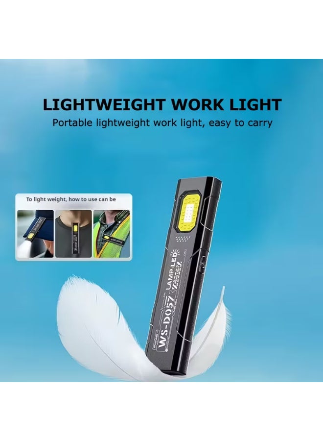 مصباح يدوي صغير رفيع مزود بمغناطيس خلفي، مصباح طوارئ منزلي قابل لإعادة الشحن عبر منفذ USB، مصباح عمل COB، ضوء ستروب أحمر وأزرق مع مشبك قلم، مصباح بمشبك قبعة، مناسب للتخييم، الصيد، الجري، تمشية الكلاب، والمشي لمسافات طويلة. - Image 5